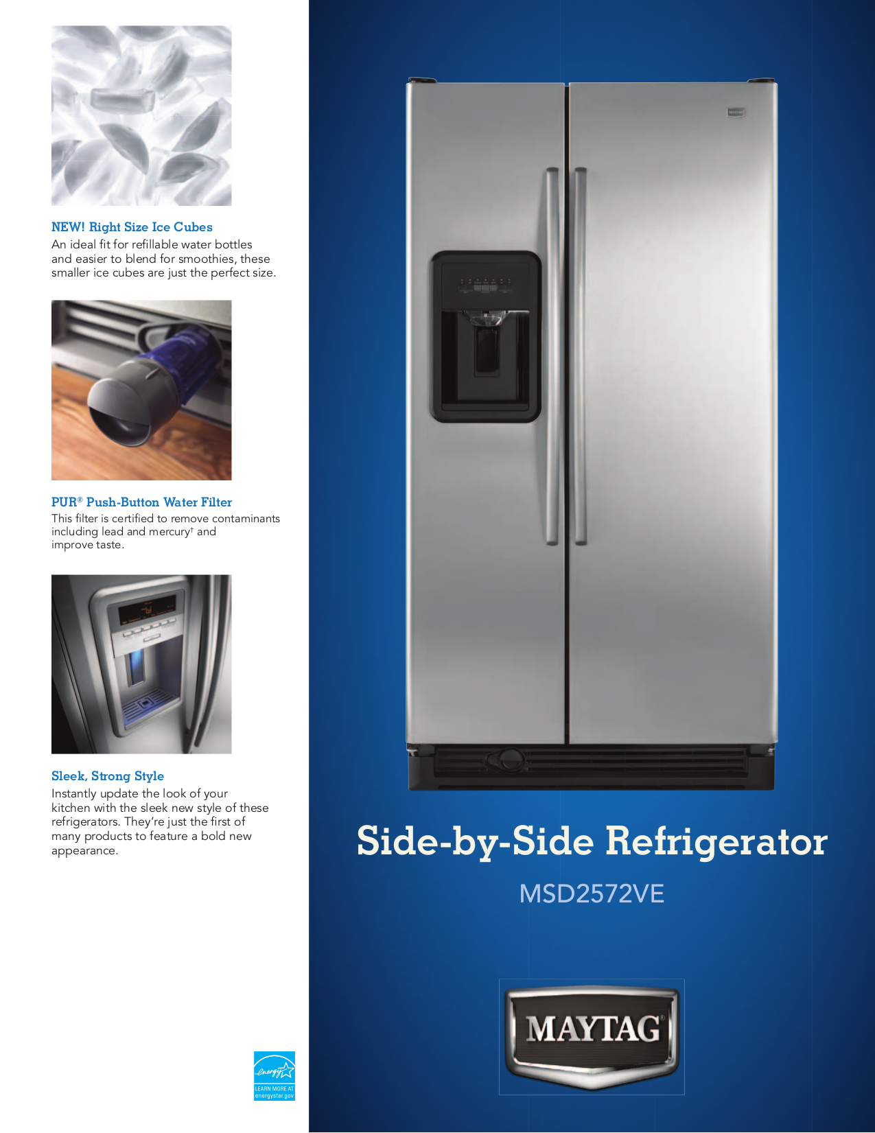 Download free pdf for Maytag MSD2572VES Refrigerator manual